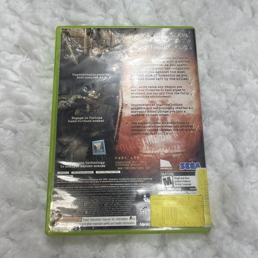 Condemned Criminal Origins - Microsoft Xbox 360 Tested Working Ships Quick!!